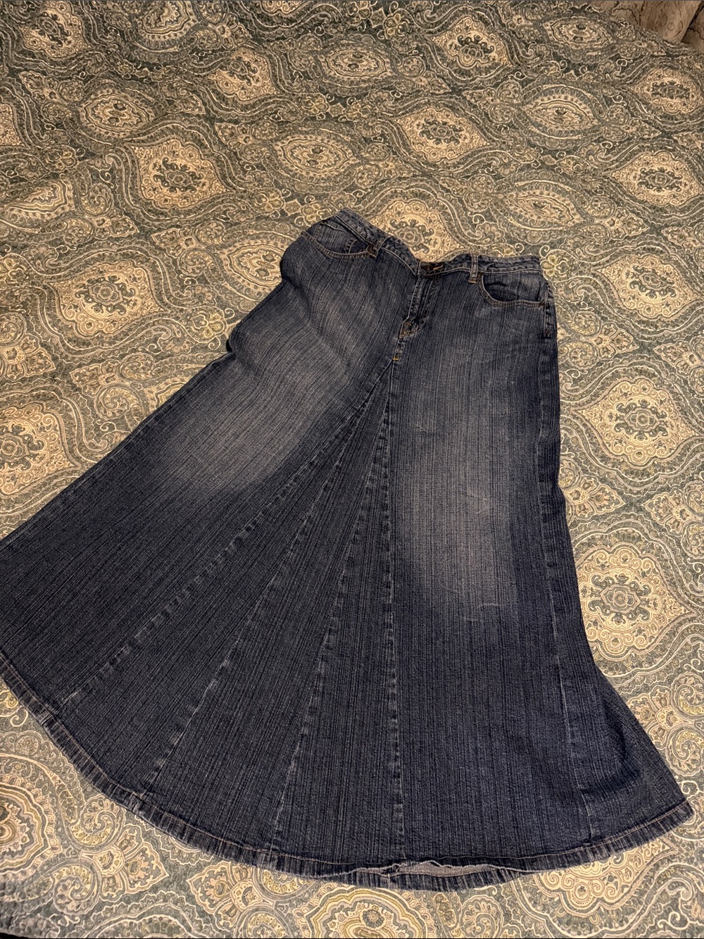 Denim gored maxi skirt - A.N.A. - size 12 - 98% cotton 2% spandex